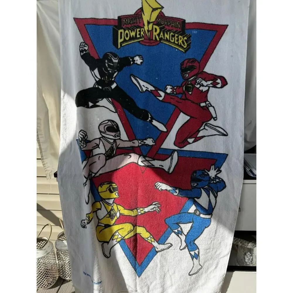 Vintage 1994 Mighty Morphin Power Rangers beach towel light wear collectors Flaw